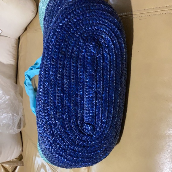 NWOT Beach Straw handbag blues beach bag - Picture 2 of 7